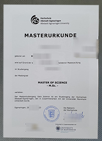 Hochschule Albstadt-Sigmaringen Urkunde