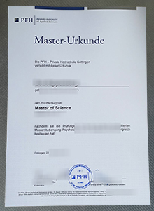 PFH Private University of Applied Sciences Urkunde