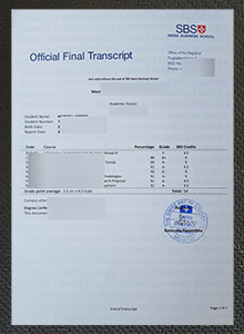SBS瑞士商学院成绩单，SBS Swiss Business School Transcript