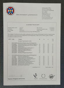 University of Edinburgh transcript sample