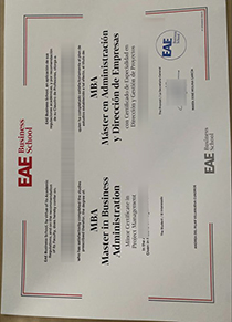 EAE Business School diploma certificate