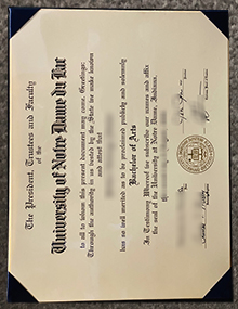 University of Notre Dame du Lac diploma sample