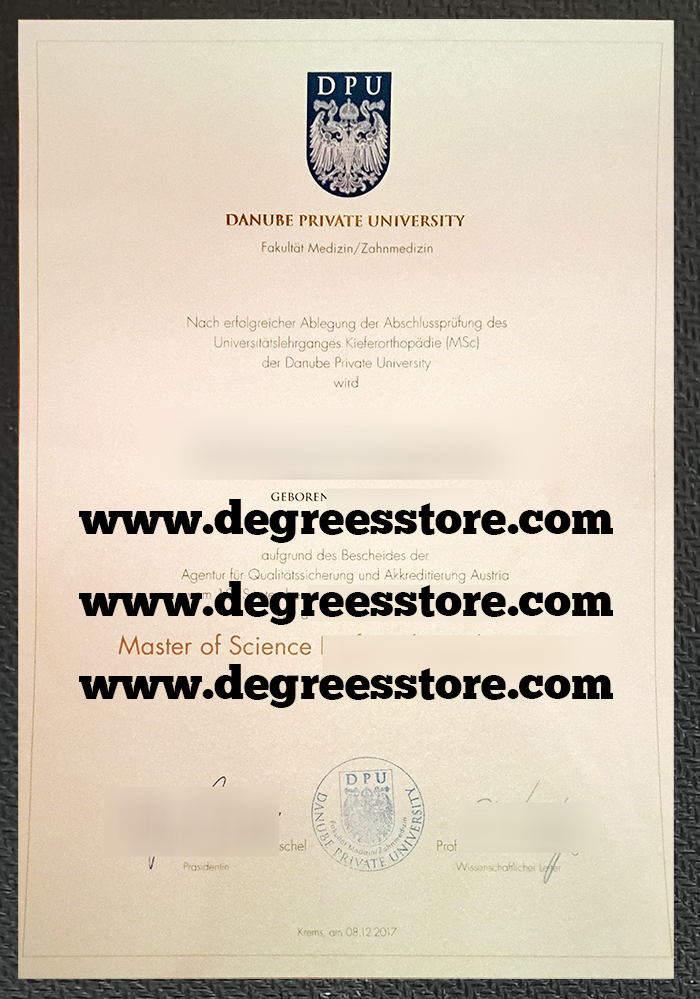Danube Private University degree certificate