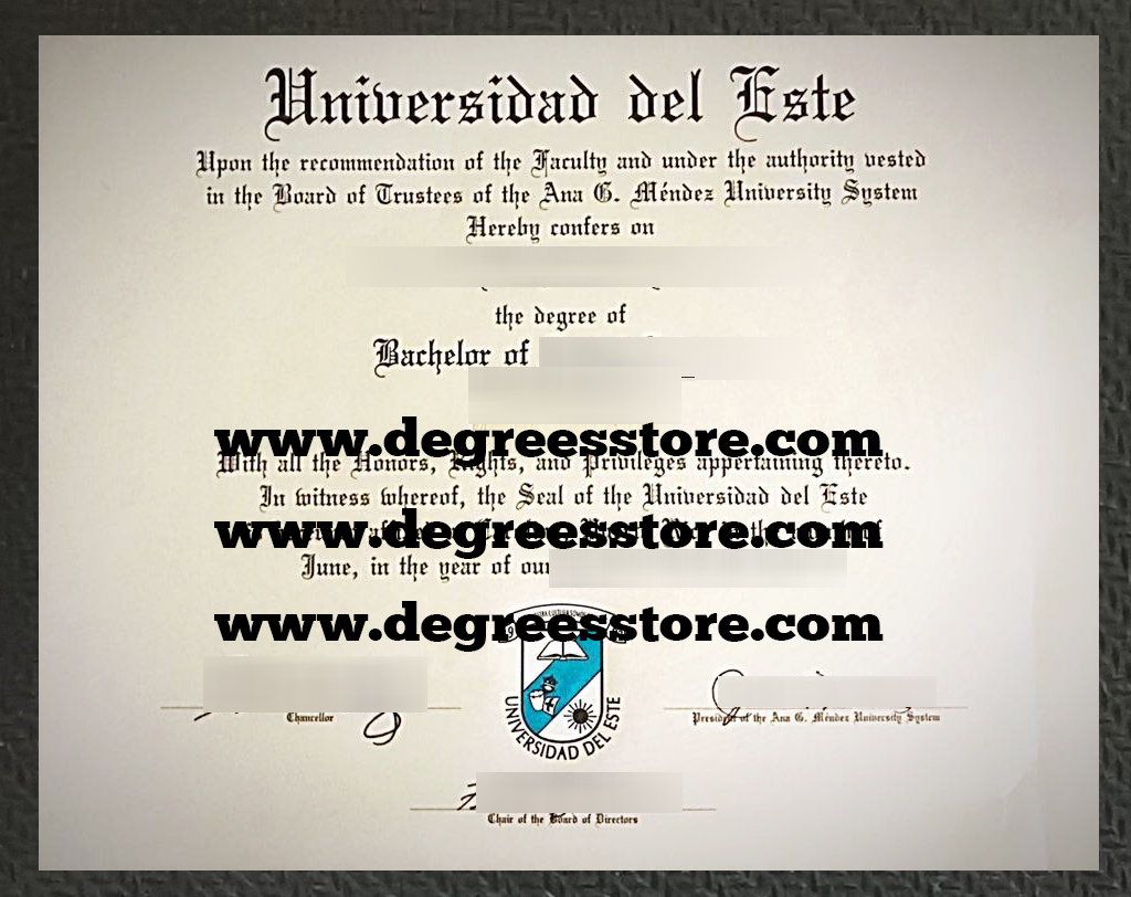 Universidad del Este degree certificate