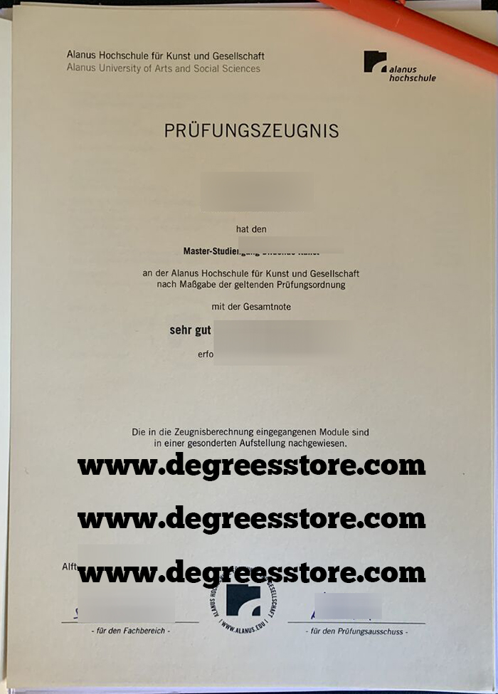  Alanus Hochschule für Kunst und Gesellschaft  Prüfungs Zeugnis
