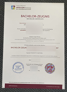 Apollon Hochschule der Gesundheitswirtschaft zeugnis sample