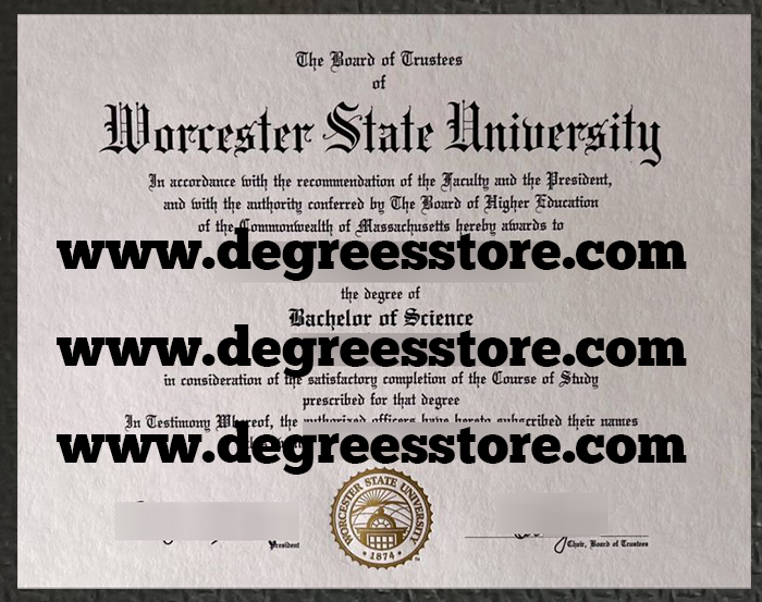 Worcester State University degree certificate