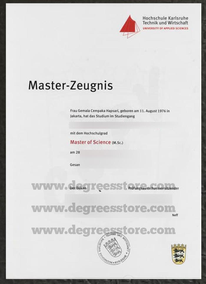 Hochschule Karlsruhe Technik und Wirtschaft Master Zeugnis sample