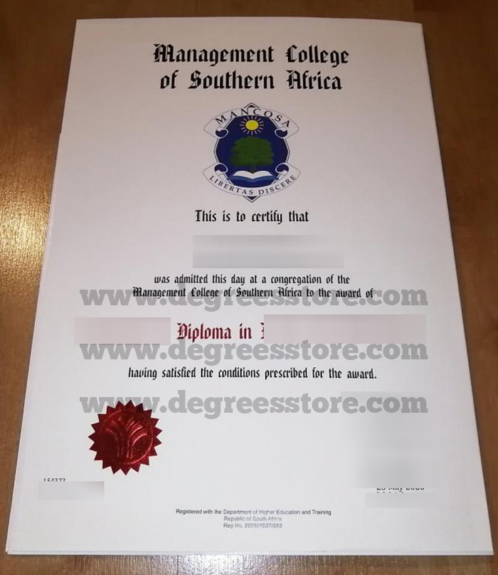 MANCOSA diploma, 订购南非管理学院文凭证书