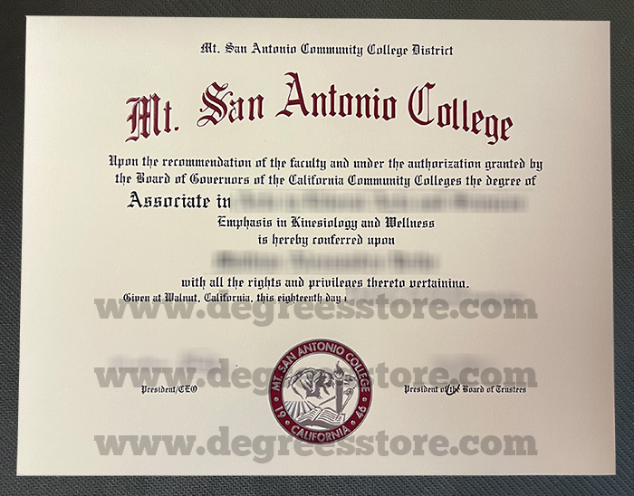 Mt. San Antonio College degree, 圣安东尼奥山学院学位证书