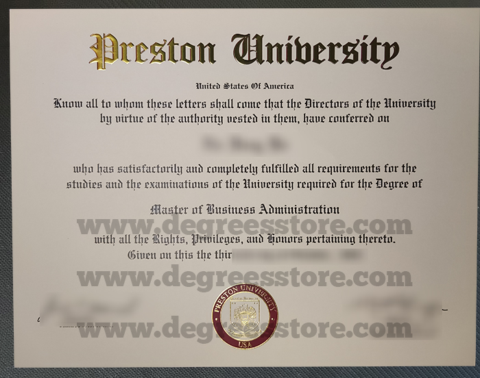 Preston University (United States) diploma, 订购美国普雷斯顿大学文凭证书