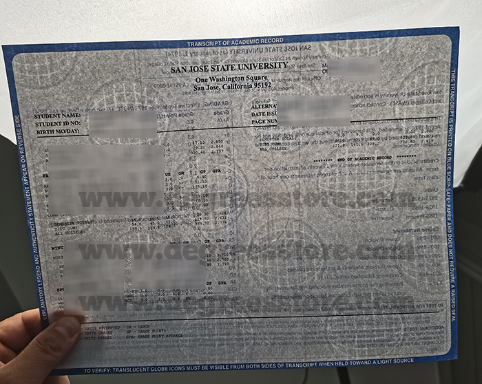 SJSU transcript, San Jose State transcript
