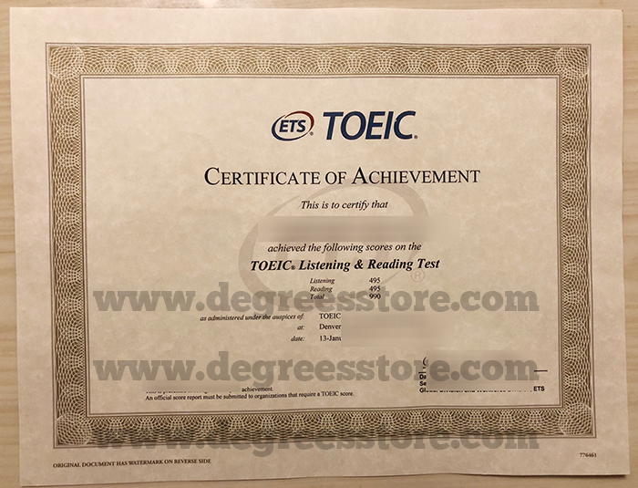 TOEIC listening & reading Test certificate