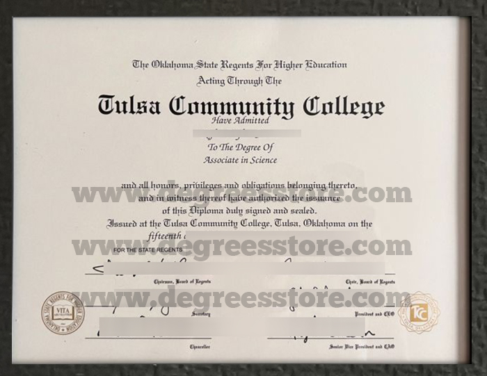 Tulsa Community College diploma, 订购塔尔萨社区学院文凭证书