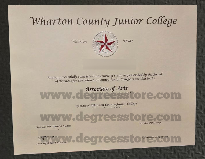 WCJC diploma，沃顿县初级学院文凭证书