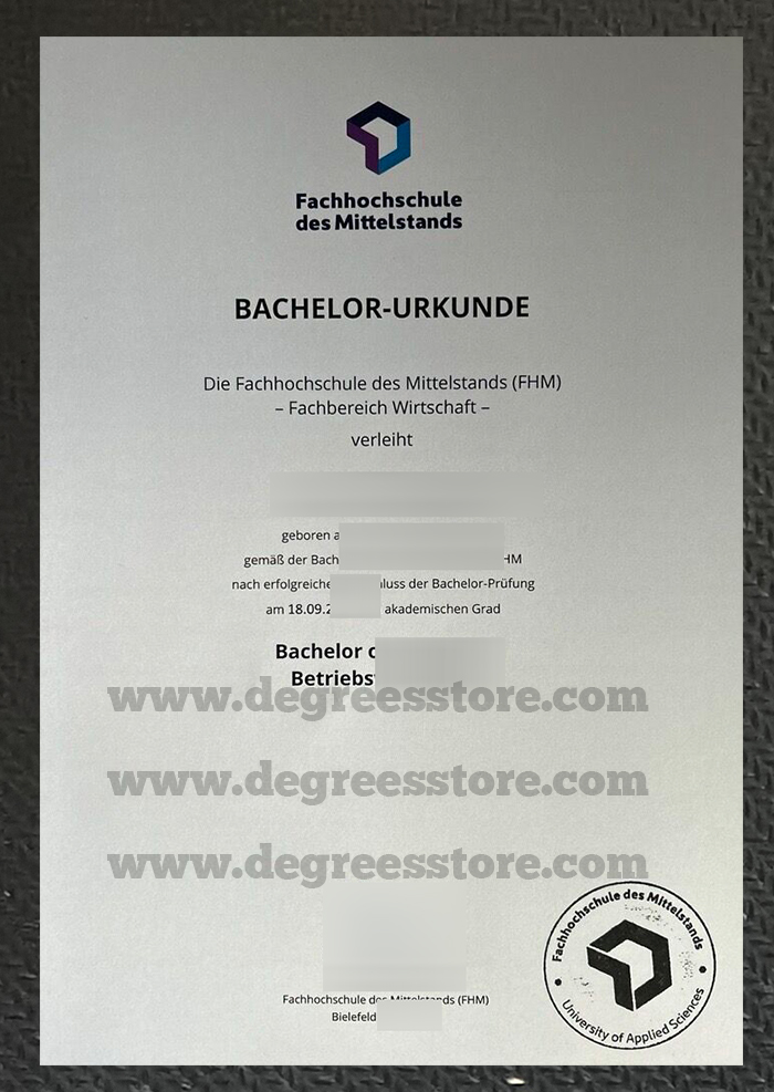 Fachhochschule des Mittelstands (FHM) Urkunde Fachhochschule des Mittelstands (FHM) Urkunde