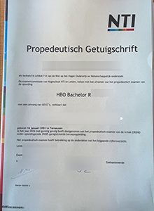 Hogeschool NTI Propedeutisch Getuigschrift