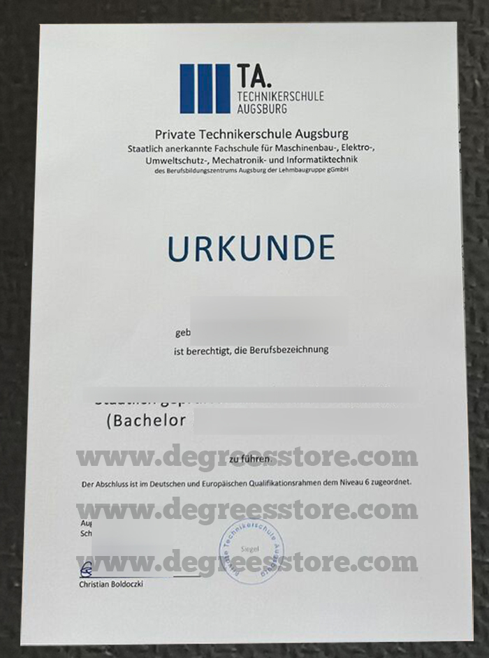 Technikerschule Augsburg Urkunde