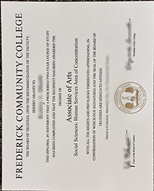 Frederick Community College (FCC) diploma sample