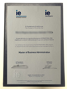 IE Business School degree sample