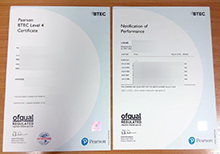 Pearson BTEC Level 4 Certificate and Notification of Performance