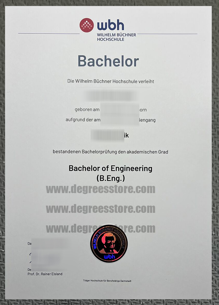 Wilhelm Büchner Hochschule (WBH) Urkunde