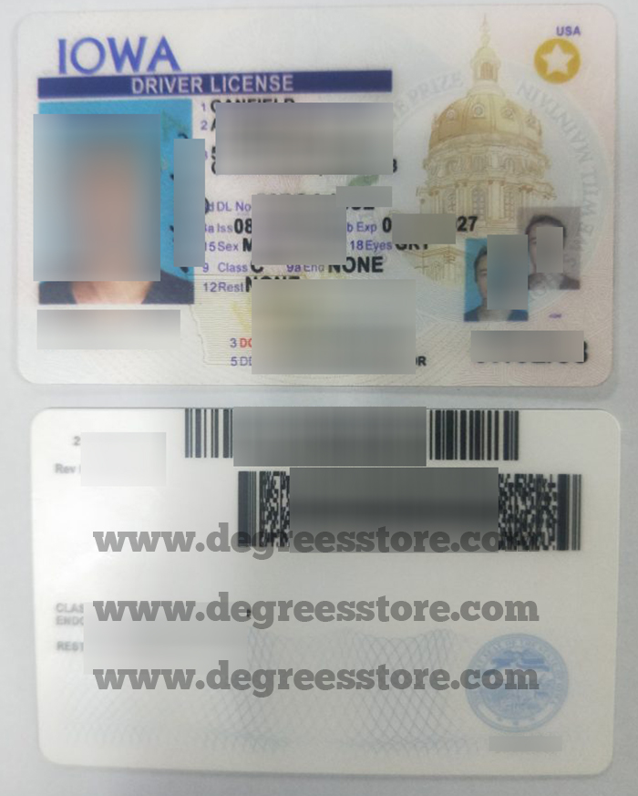 爱荷华州驾照，加急定制可扫描的爱荷华州ID 