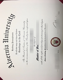 Alvernia University diploma certificate
