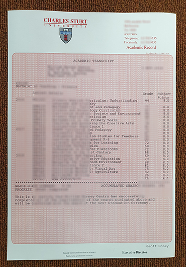 Charles Sturt University transcript sample