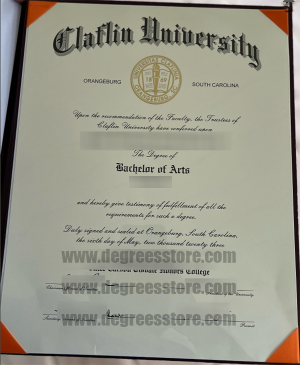 Claflin University diploma, Claflin University degree 