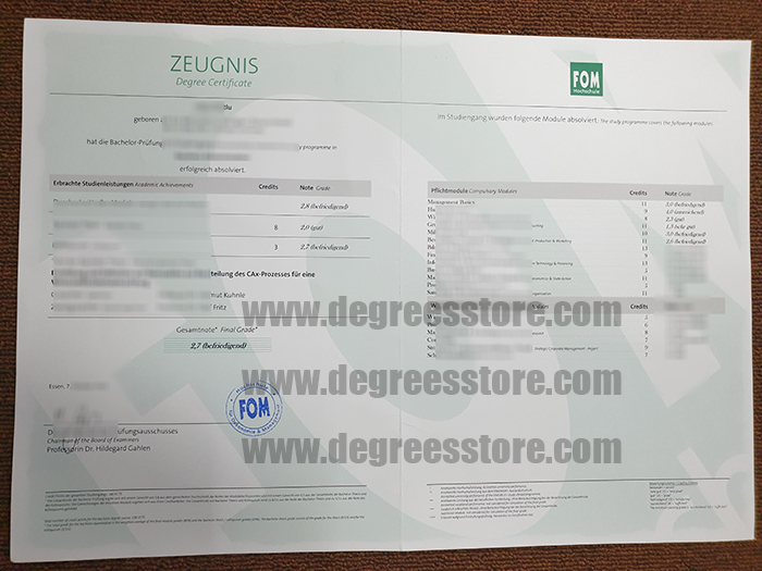 FOM Zeugnis