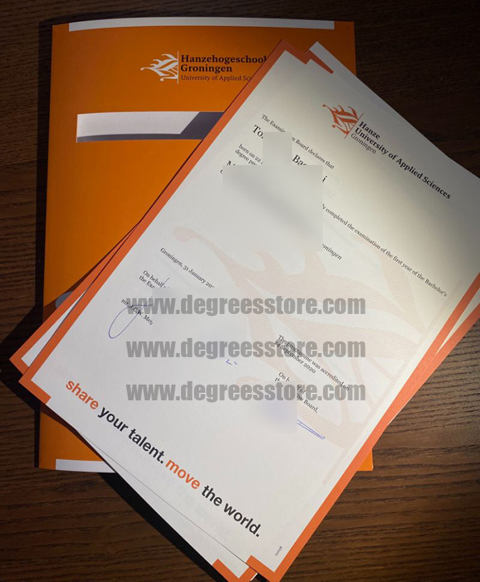 Hanzehogeschool Groningen diploma and cover