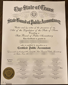 Texas CPA Certificate sample