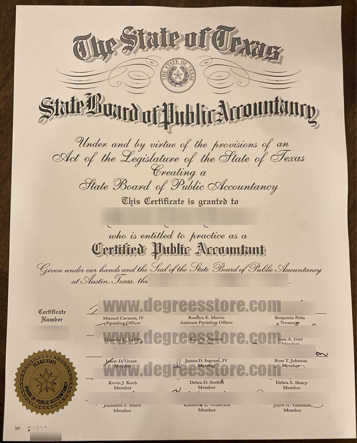 Texas CPA Certificate