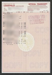 University of Louisville transcript sample