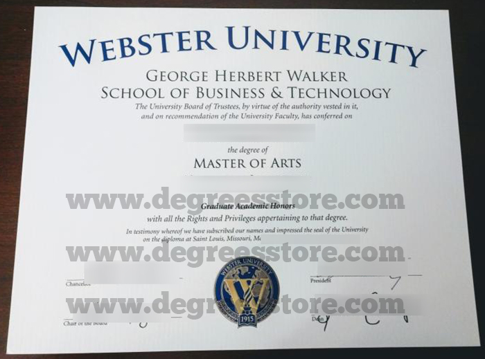 Webster University diploma