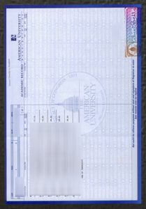 American University transcript sample