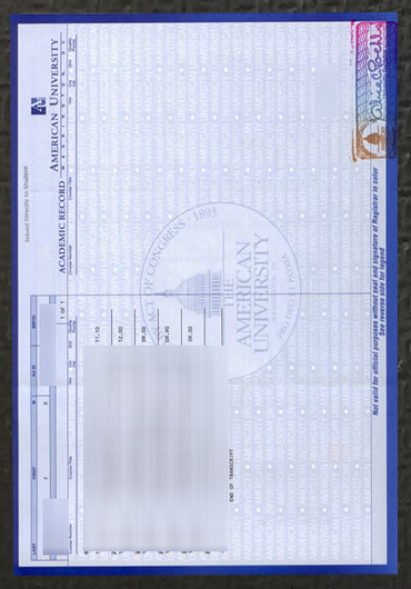 American University transcript sample