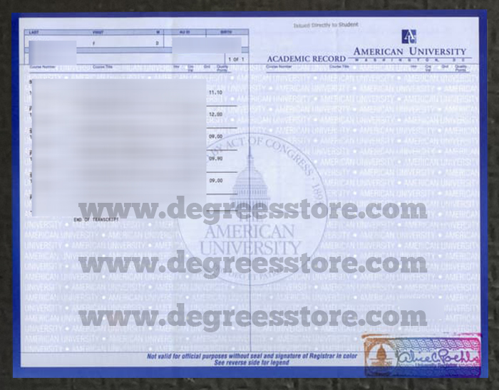 American University transcript