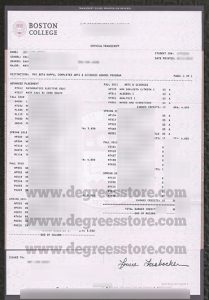 Boston College transcript sample