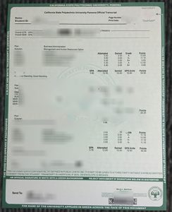 Cal Poly Pomona transcript sample