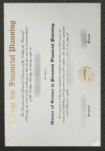 College for Financial Planning degree certificate