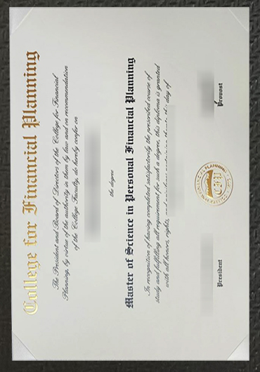 College for Financial Planning degree certificate