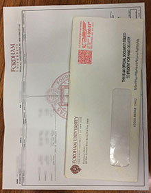 Fordham University transcript and envelope