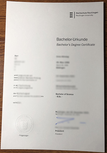 Hochschule Reutlingen Urkunde