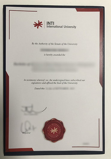 INTI International University diploma certificate