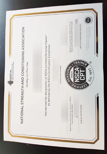 NSCA CPT Certificate sample