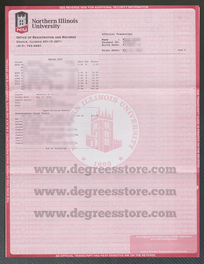 Northern Illinois University transcript