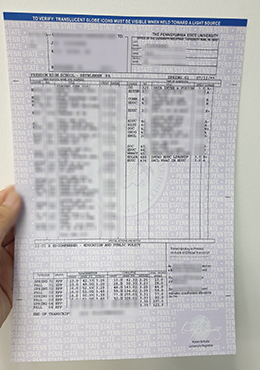 Pennsylvania State University Transcript sample