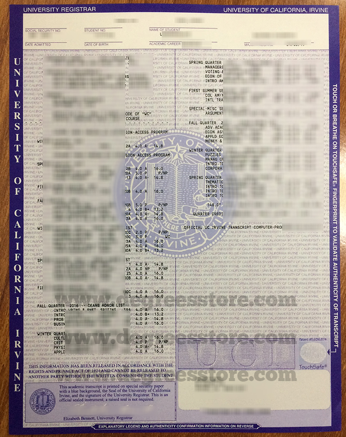UC Irvine transcript
